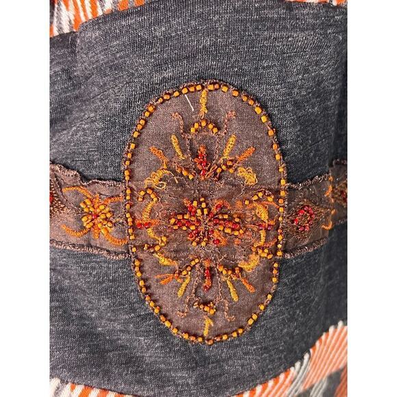 Eva Franco Plaid Embroidered Beads Halter Knee Length A-Line Dress Womens Size 4 - Picture 9 of 11